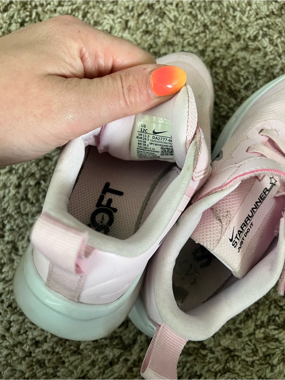 Nike Kids Light Pink Sneakers with Black Swoosh - Picture 3 of 3